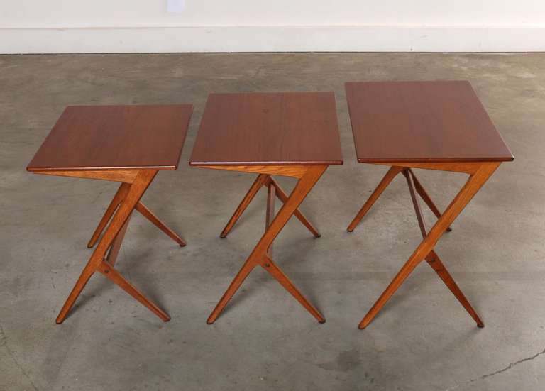 Mid-20th Century Sculptural Teak Nesting Tables, Set of 3