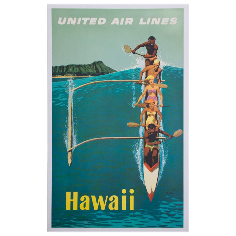 United Airlines Hawaii Travel Poster by Stan Galli