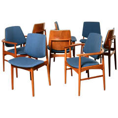 Set of Eight Danish Modern Teak Dining Chairs, 1960's