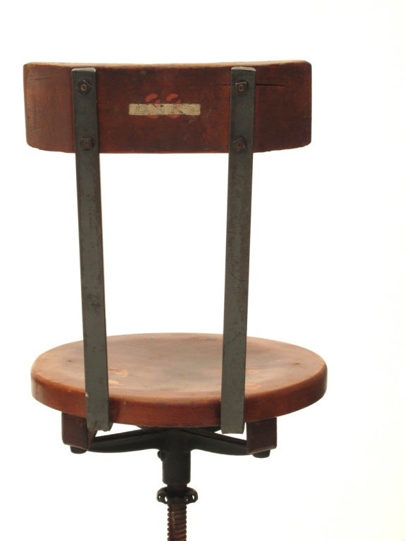 Heywood Wakefield Oak and Iron Industrial Stools, Early 1900s 2