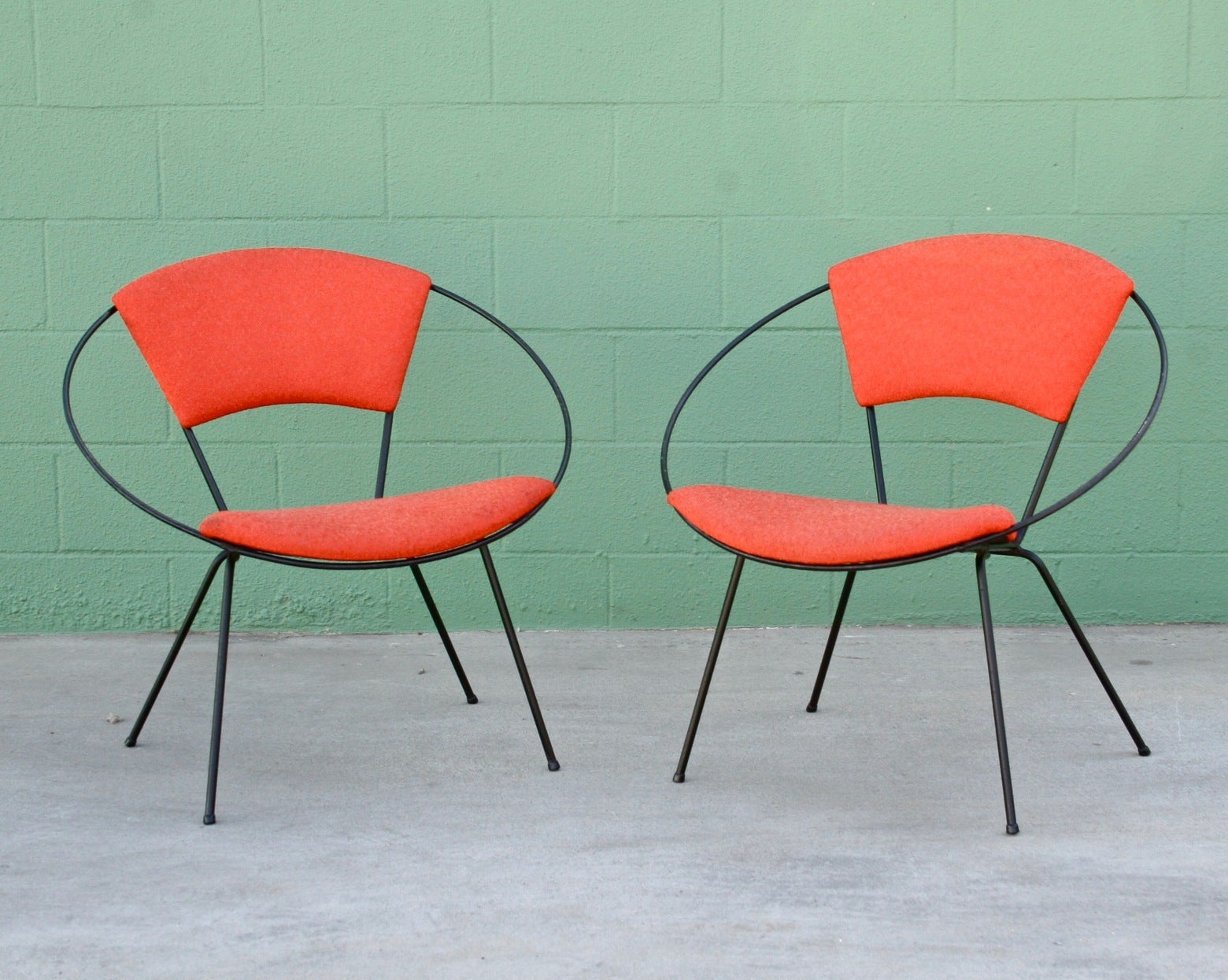 Pair of Iron Circle Chairs, Tony Paul