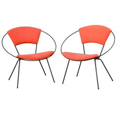 Pair of Iron Circle Chairs, Tony Paul