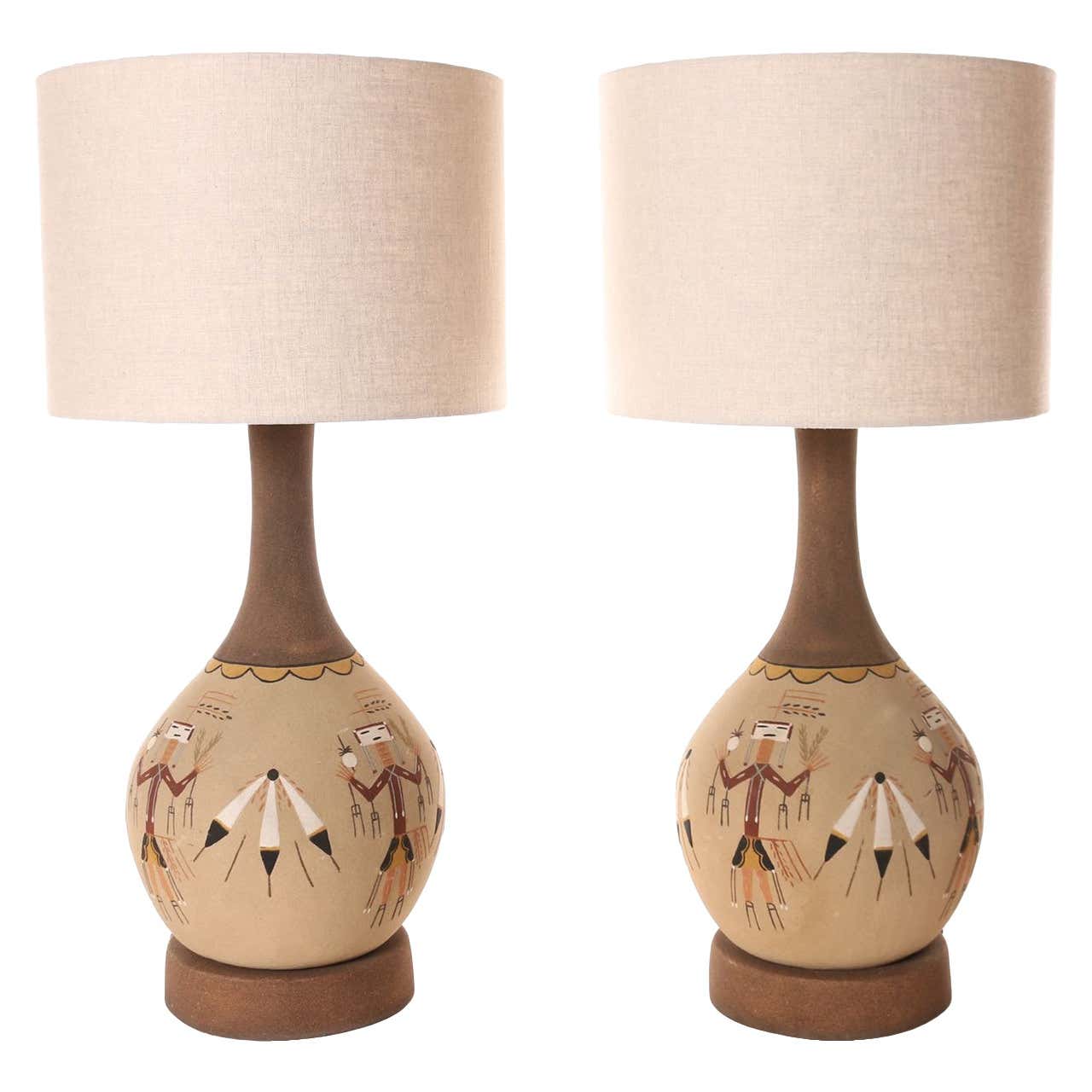 Sand Painted Native American Yei Lamps, circa 1960 at 1stDibs | native ...