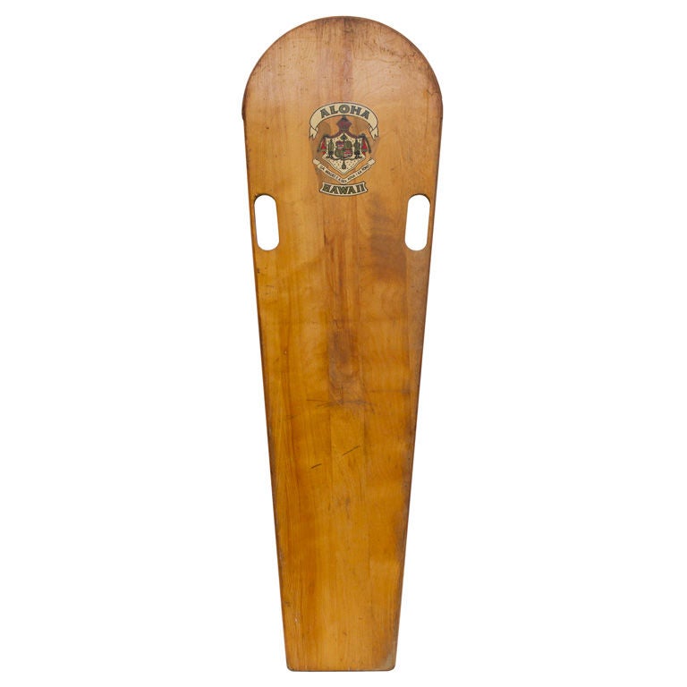 Aloha Hawaii Wooden Paipo Surfboard, 1920