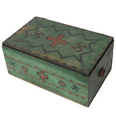 1920's Navajo Hand Painted Trunk or Box with Whirling Logs
