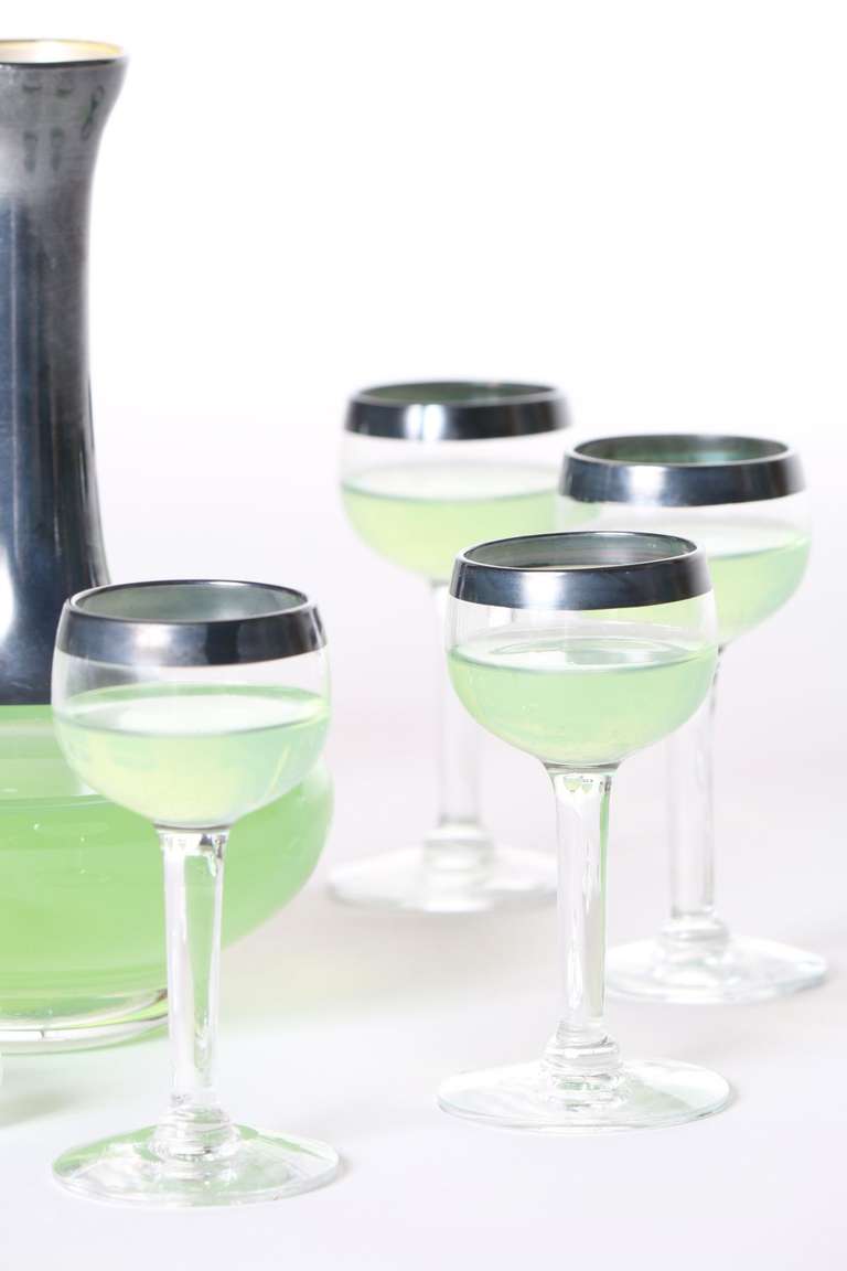 Absinthe Decanter and 8 Glass Set In Good Condition In Los Angeles, CA