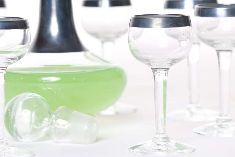 American Absinthe Decanter and 8 Glass Set