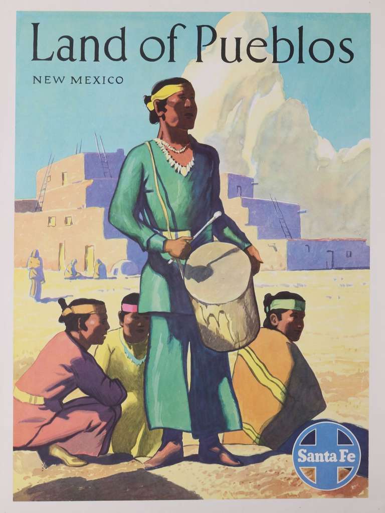 Paper 1940's Santa Fe Railway Travel Posters, Set of Four