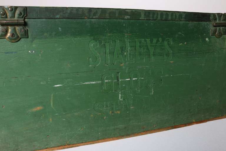 Metal 1920's Navajo Hand Painted Trunk or Box with Whirling Logs