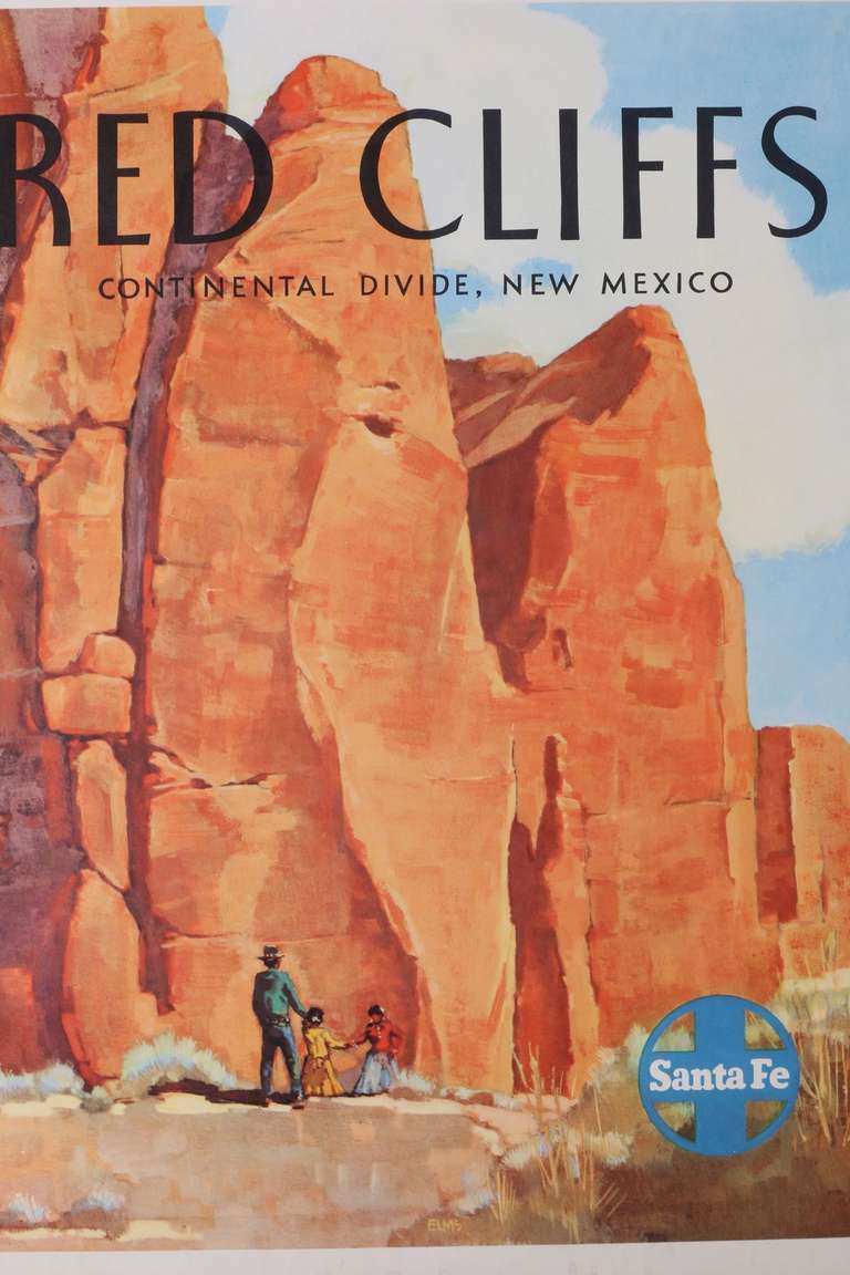 Mid-Century Modern 1940's Santa Fe Railway Travel Posters, Set of Four