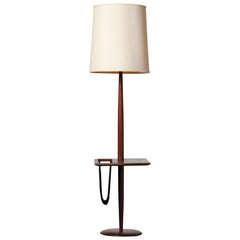 Laurel Floor Lamp with Table and Magazine Holder, Walnut, 1960's