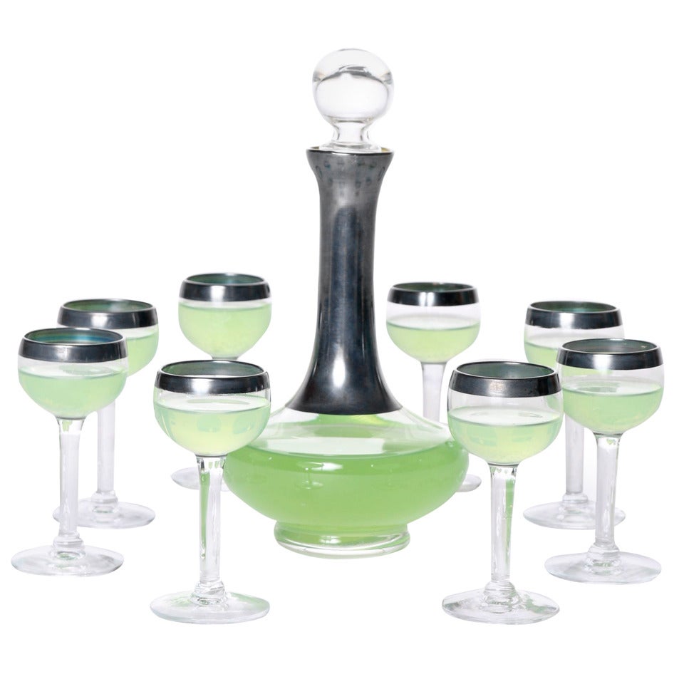 Absinthe Decanter and 8 Glass Set