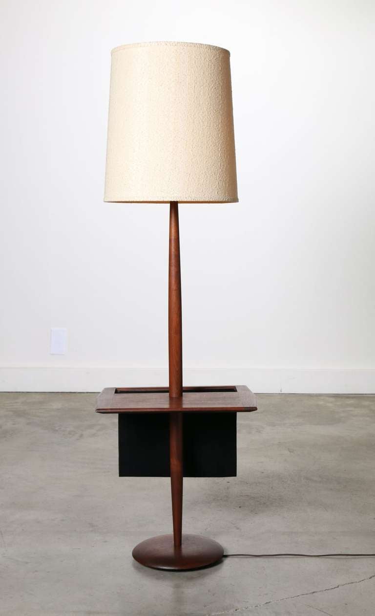 Laurel Floor Lamp with Table and Magazine Holder, Walnut, 1960's