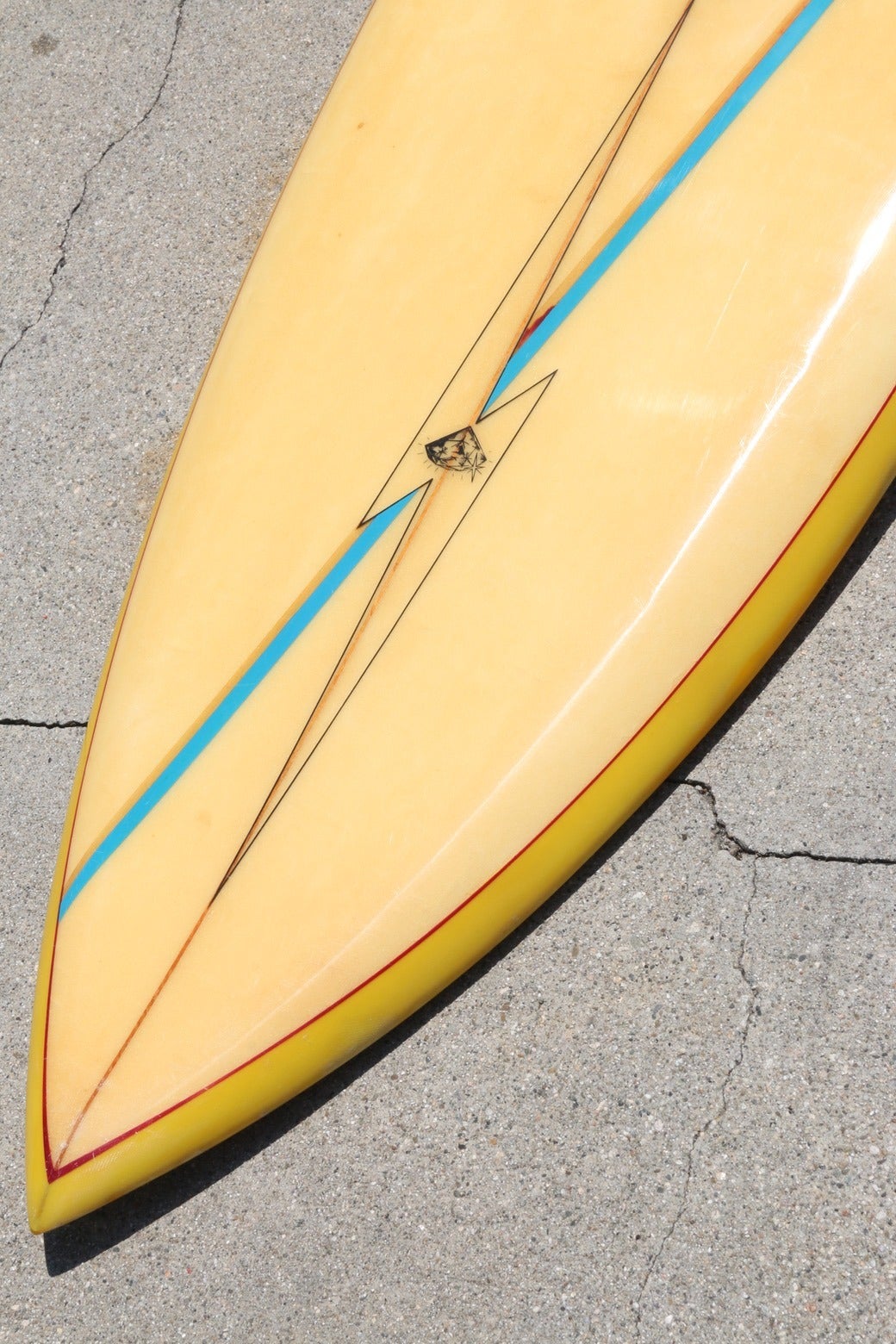 Original Yellow Lightning Bolt Surfboard by Darrell Beckmeier Hawaii