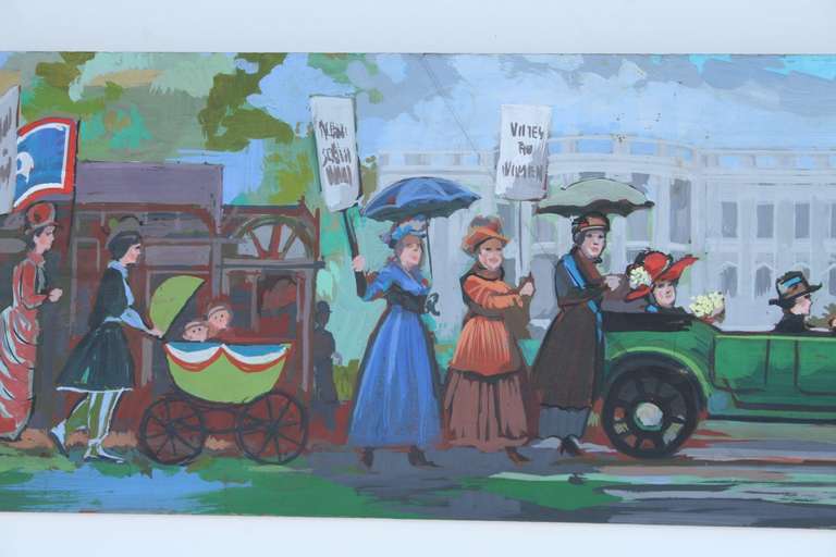 1960s Women's Suffragette, Emancipation, Womens Liberation Painting, Swanson In Good Condition In Los Angeles, CA