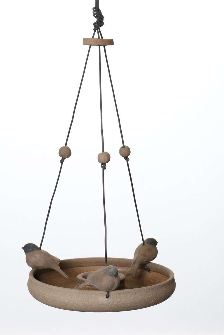 Mid-20th Century California Ceramic Hanging Bird Feeder by Stan Bitters for Hans Stumpf
