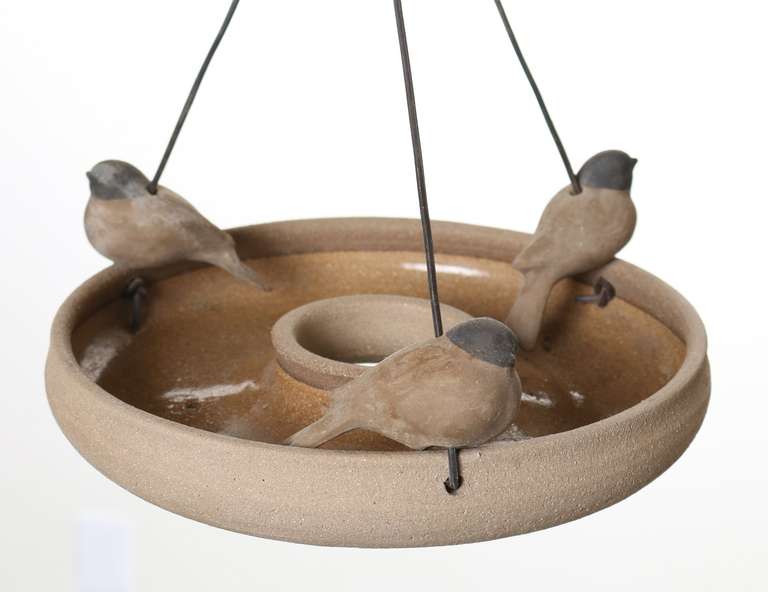 hanging ceramic bird feeder