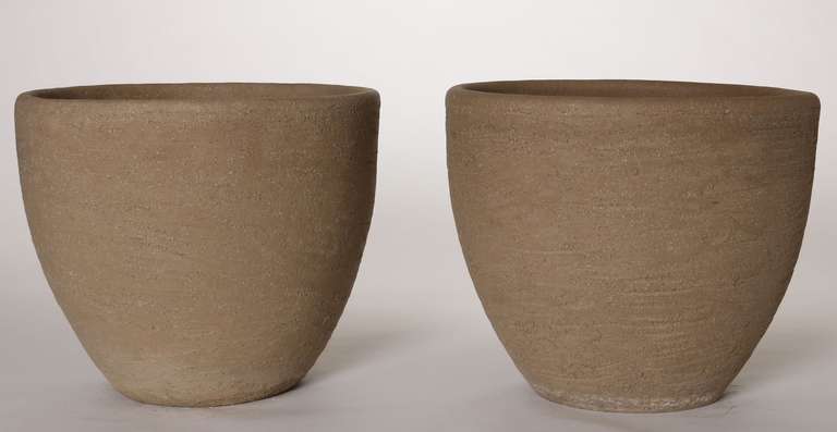 Pair of Stan Bitters Scrape Pots

These original large scale Stan Bitters ceramic Scrape pots have a presence that embodies the California landscape and an essence that artfully complements the plants they hold. Hand-built and organic, these pots