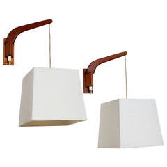 Danish Modern Hanging Lamps with Original Shades