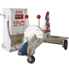 Used "Colin's" Wooden Toy Plane and Gas Station