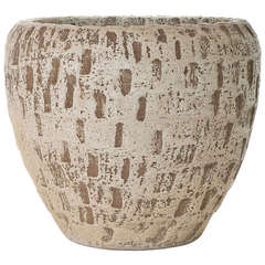 Used Hans Sumpf Incised Clay with "White Wash" Plant Pot