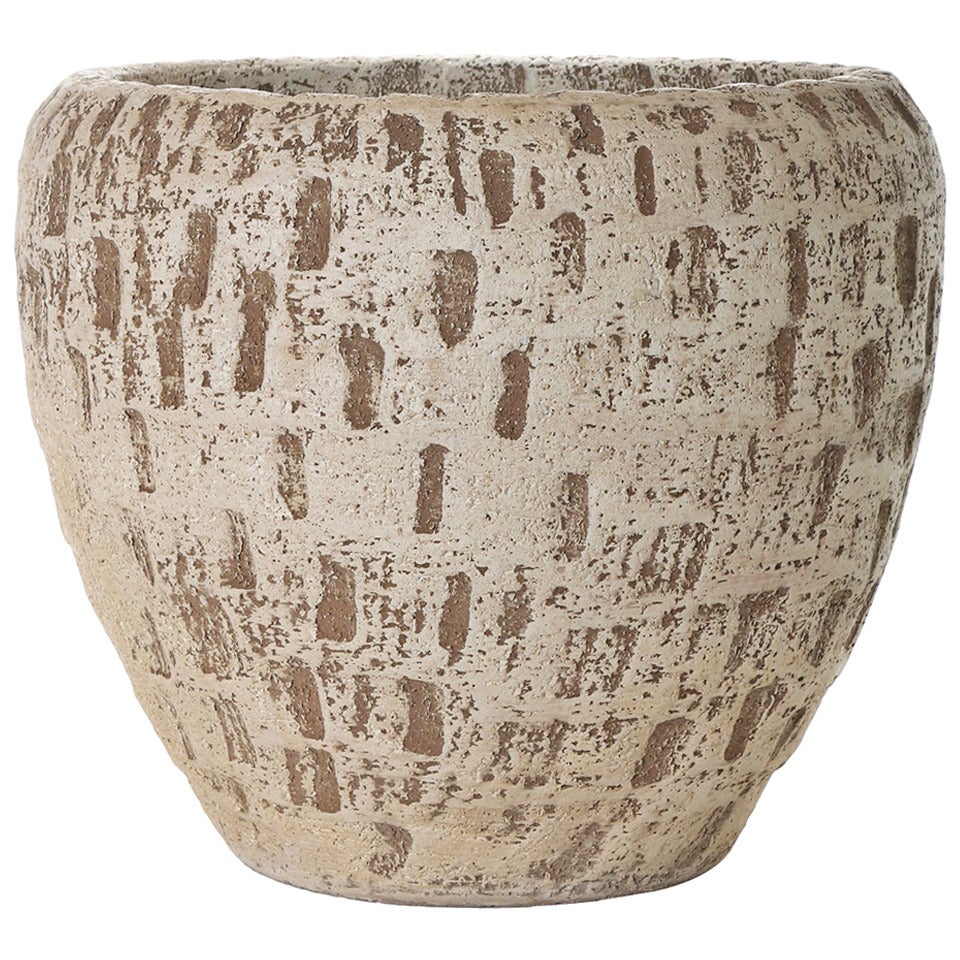 Hans Sumpf Incised Clay with "White Wash" Plant Pot