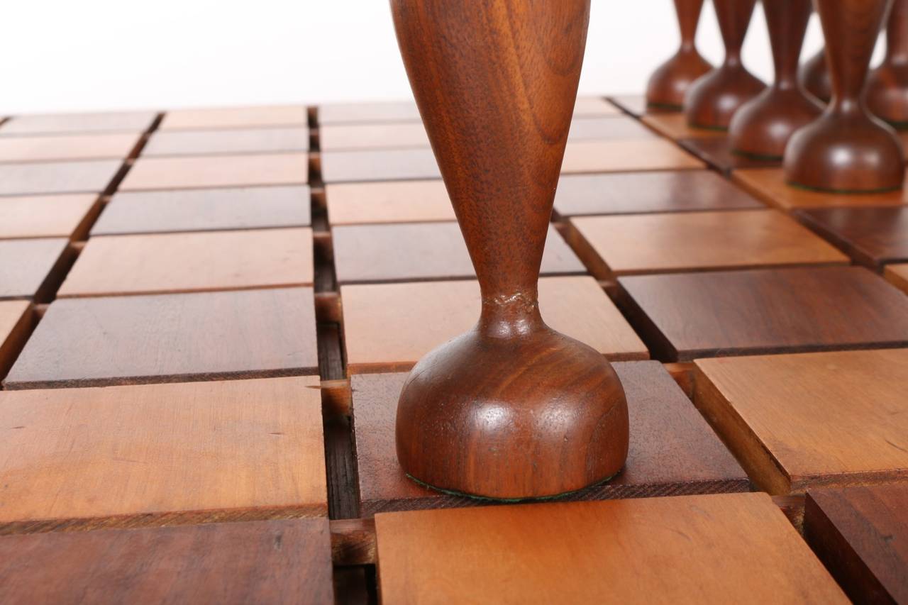 Oversized Wooden Chess Set, Handcrafted in California, circa 1960s  1
