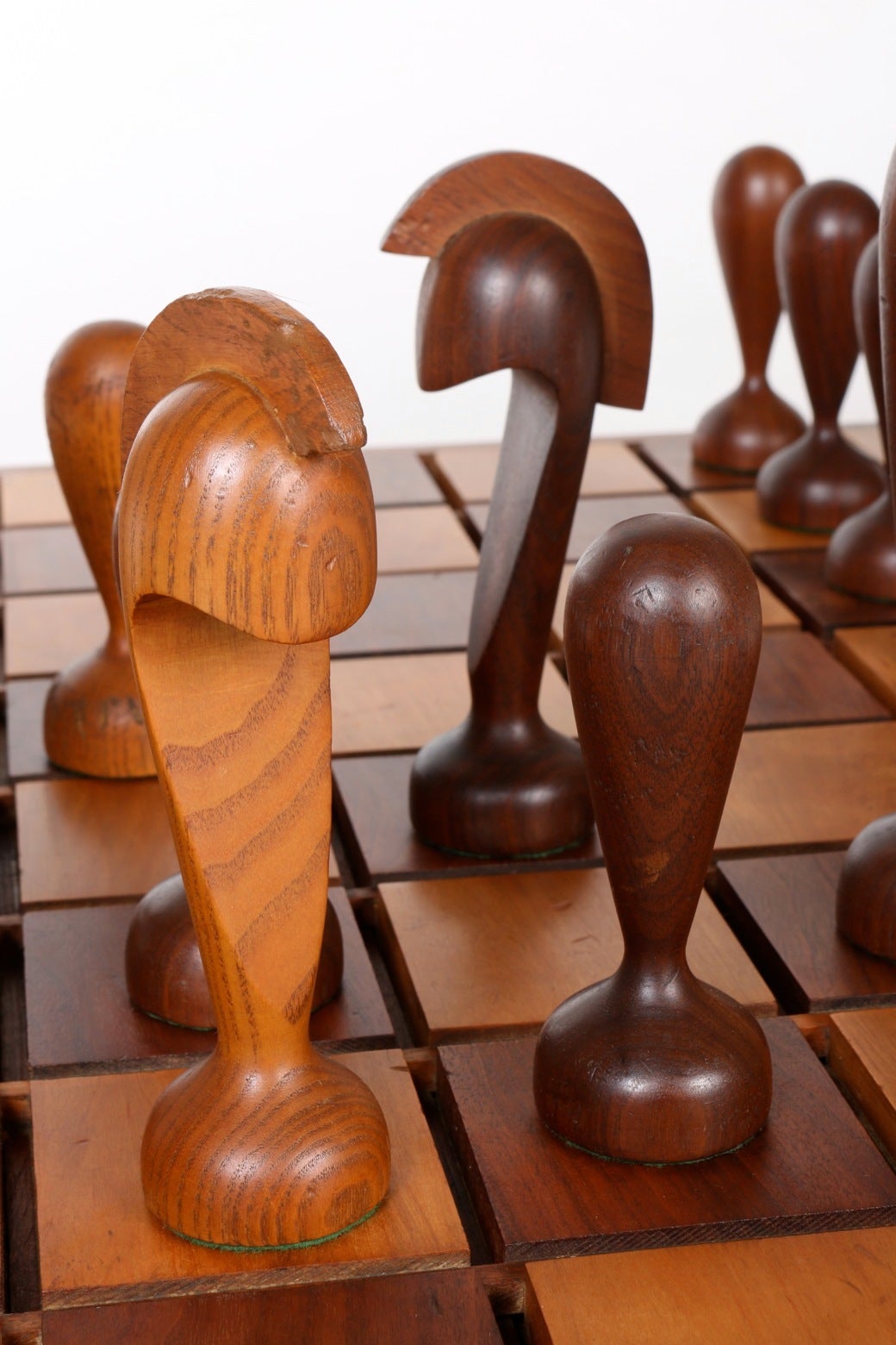 Mid-20th Century Oversized Wooden Chess Set, Handcrafted in California, circa 1960s 
