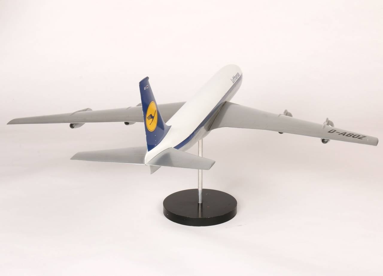 Mid-Century Modern Aluminum Lufthansa Boeing 707 Model, circa 1960