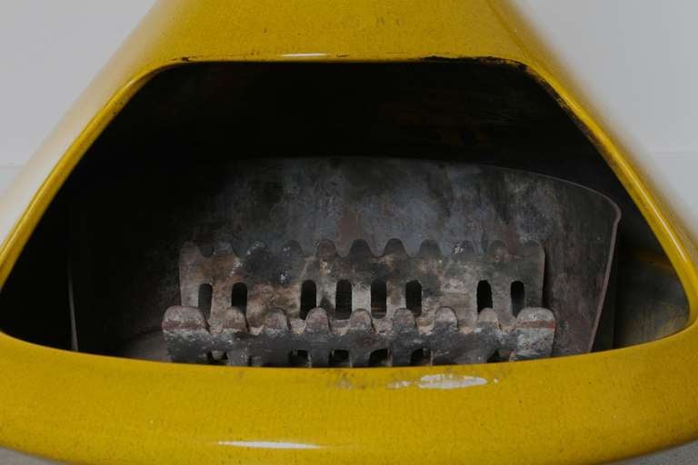 Mid-Century Modern Freestanding Mid-Century Ceramic Fireplace, Aztek Shape