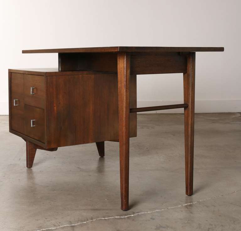 Mid-20th Century Mahogany Desk by John Keal for Brown Saltman
