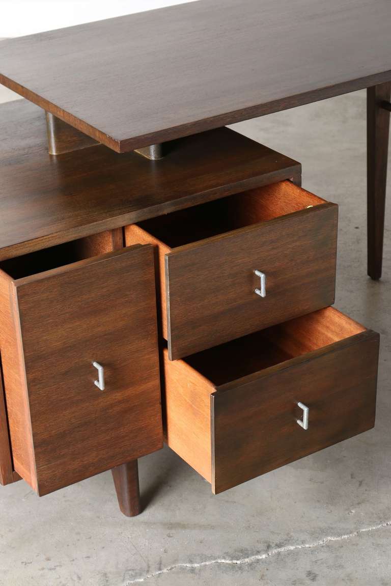 Mahogany Desk by John Keal for Brown Saltman In Good Condition In Los Angeles, CA