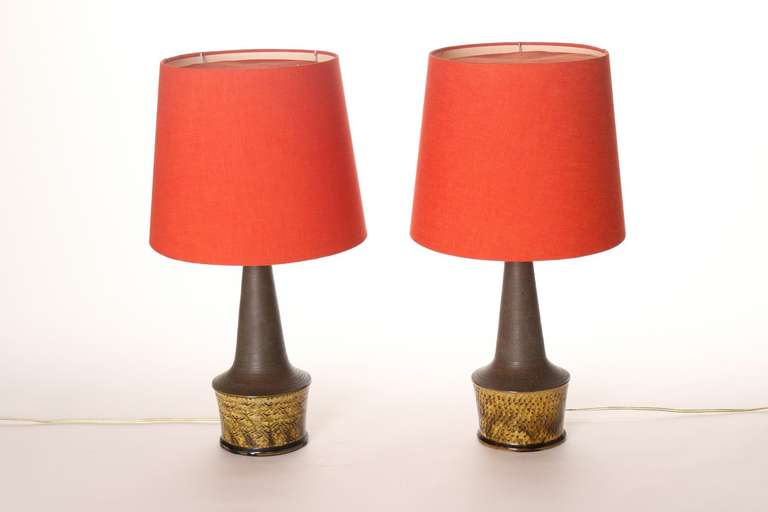 Mid-20th Century Danish Ceramic Lamps, by Nils Kähler, 1960s, One Available