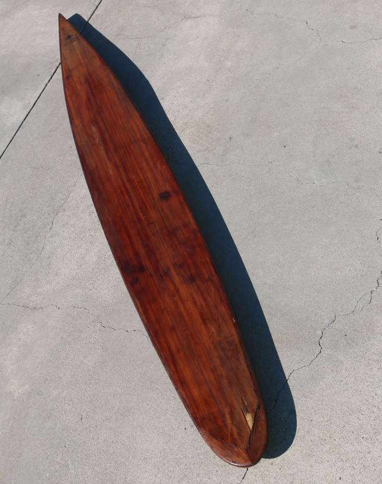 Pacific System Homes Waikiki Paddleboard Solid Wood Surfboard, Original 1930s In Good Condition For Sale In Los Angeles, CA