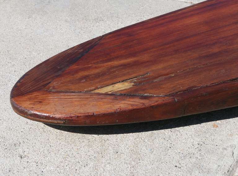 Pacific System Homes Waikiki Paddleboard Solid Wood Surfboard, Original 1930s For Sale 4
