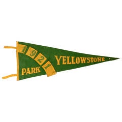 Antique 1921 Yellowstone National Park Flag or Felt Pennant, Rare
