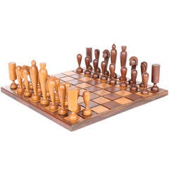 Oversized Wooden Chess Set, Handcrafted in California, circa 1960s 