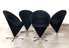 Four Original 1950s Verner Panton "K1 Cone Chairs"