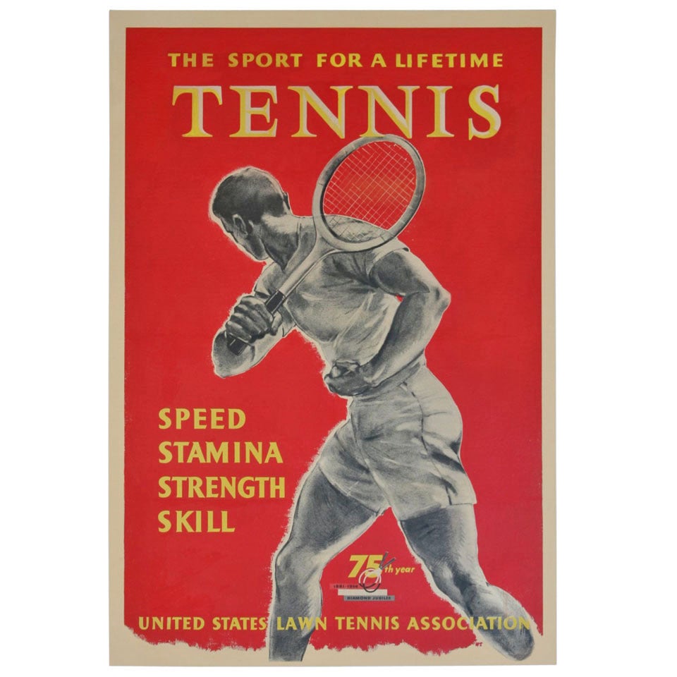 Rare and Important U.S. Lawn Tennis Poster 1956 - Pre U.S.T.A.