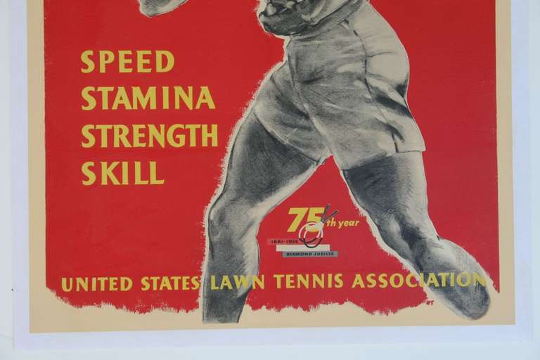 American Rare and Important U.S. Lawn Tennis Poster 1956 - Pre U.S.T.A.