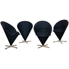 Four Original 1950s Verner Panton "K1 Cone Chairs"