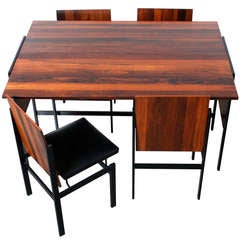 Modular Rosewood Dining Table and 4 Chair Set