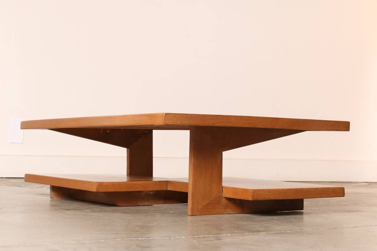 If we could design a table this would be it. Geometric design, multi-level, quality craftsman construction. Made of Flamed Oak wood, circa 1950s.