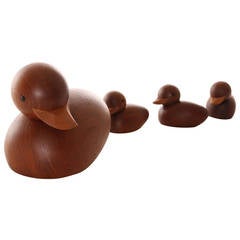 Set of Four Danish Modern, Teak Ducks by Hans Bolling and Skjode Skern