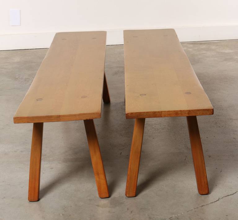 Pair of Rustic Midcentury Benches, 1950s 3