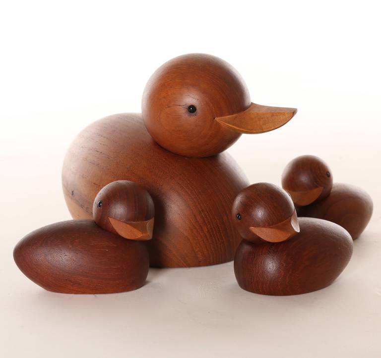 Set of Four Danish Modern, Teak Ducks by Hans Bolling and Skjode Skern In Good Condition In Los Angeles, CA