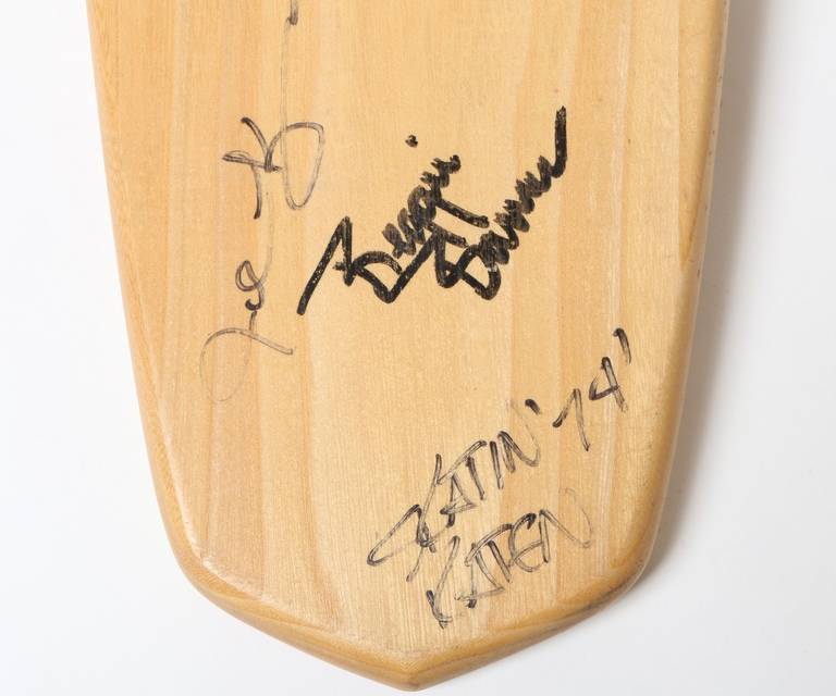 Paint Sims Skateboard Deck Autographed by Skateboarding Legends 1970s For Sale