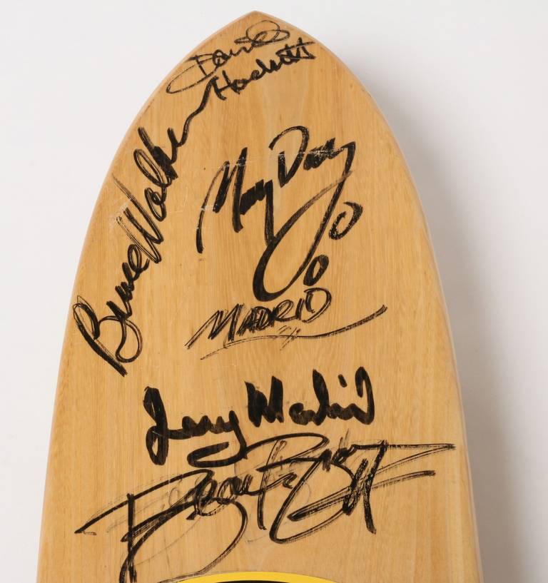 American Sims Skateboard Deck Autographed by Skateboarding Legends 1970s For Sale