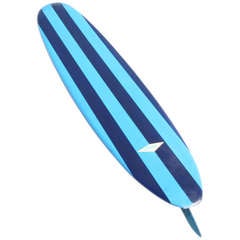 Used 1965 Hobie Surfboard Blue Big Vertical Stripes