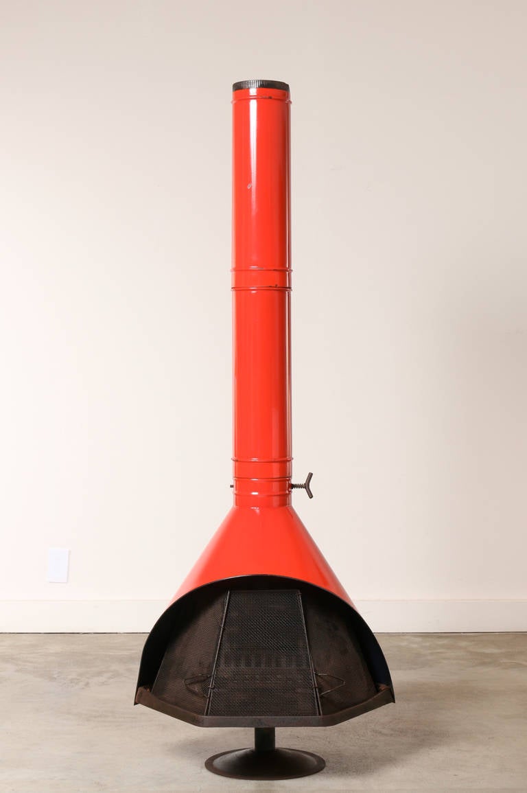 Red Enamel Freestanding Fireplace at 1stdibs
